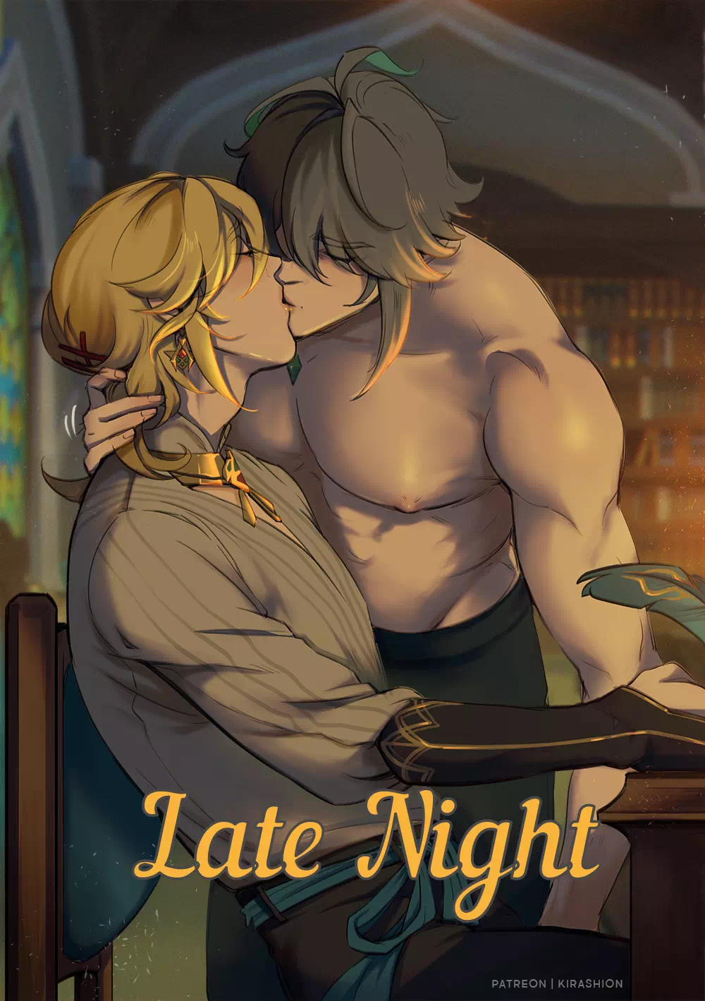 Комикс Genshin Impact – Поздняя ночь. Пейринг: Кавех/Аль-Хайтам